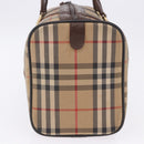 Burberrys Nova Check Boston Bag Canvas Beige Gold Auth 204367-5