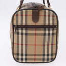 Burberrys Nova Check Boston Bag Canvas Beige Gold Auth 204367-6