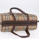 Burberrys Nova Check Boston Bag Canvas Beige Gold Auth 204367-14