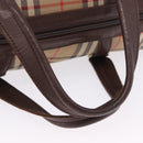 Burberrys Nova Check Boston Bag Canvas Beige Gold Auth 204367-9