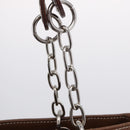 BURBERRY Blue Label Chain Tote Bag Canvas White Silver Auth 204369-15