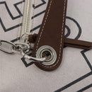 BURBERRY Blue Label Chain Tote Bag Canvas White Silver Auth 204369-9