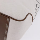 BURBERRY Blue Label Chain Tote Bag Canvas White Silver Auth 204369-17