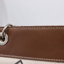 BURBERRY Blue Label Chain Tote Bag Canvas White Silver Auth 204369-10