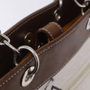 BURBERRY Blue Label Chain Tote Bag Canvas White Silver Auth 204369-11