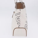 BURBERRY Blue Label Chain Tote Bag Canvas White Silver Auth 204369-3