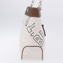 BURBERRY Blue Label Chain Tote Bag Canvas White Silver Auth 204369-4