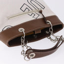 BURBERRY Blue Label Chain Tote Bag Canvas White Silver Auth 204369-7