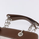 BURBERRY Blue Label Chain Tote Bag Canvas White Silver Auth 204369-14