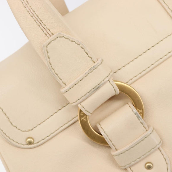 BALLY Tote Bag Leather Ivory Gold Auth 204370A