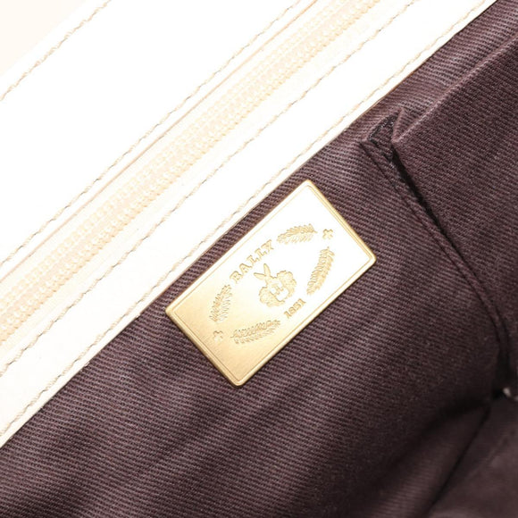 BALLY Tote Bag Leather Ivory Gold Auth 204370A