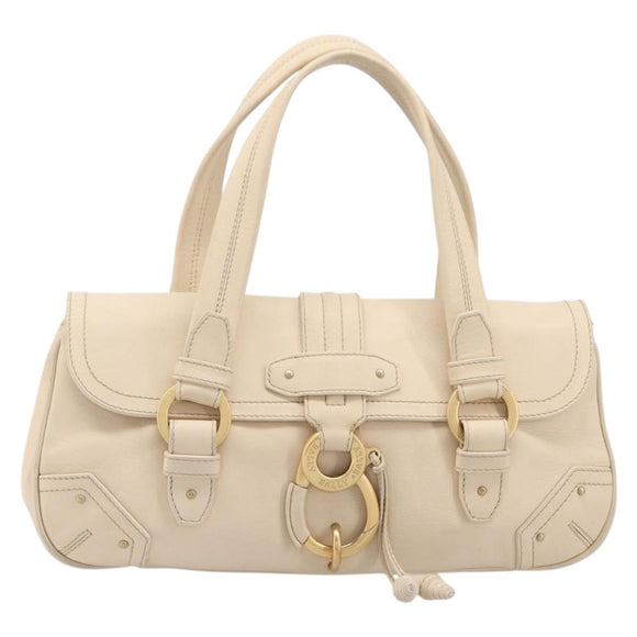 BALLY Tote Bag Leather Ivory Gold Auth 204370A