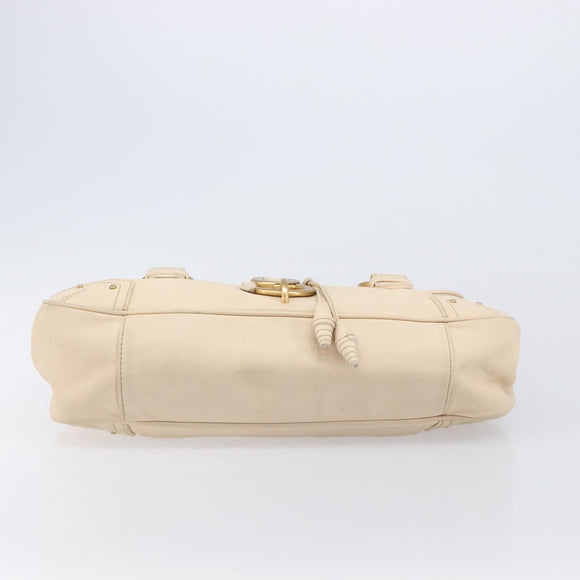 BALLY Tote Bag Leather Ivory Gold Auth 204370A