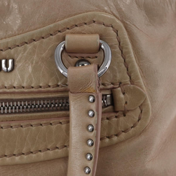 Miu Miu Hand Bag Leather 2way Pink Silver Auth 204371A