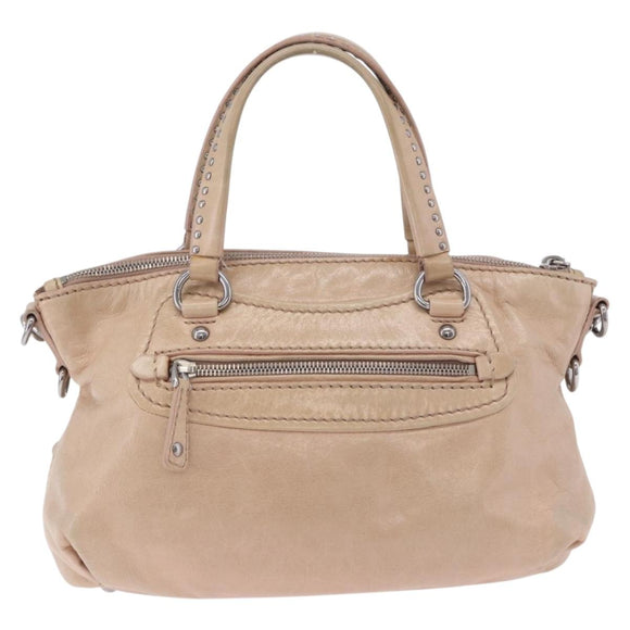 Miu Miu Hand Bag Leather 2way Pink Silver Auth 204371A