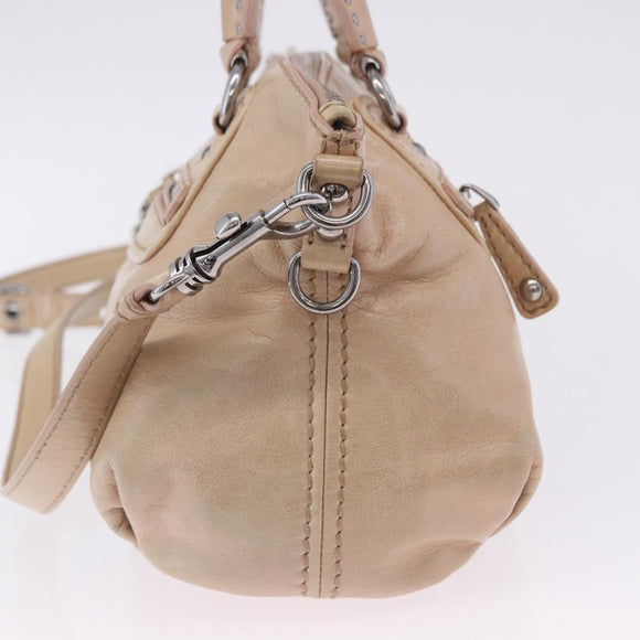 Miu Miu Hand Bag Leather 2way Pink Silver Auth 204371A
