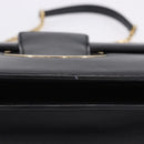 Salvatore Ferragamo Gancini Chain Shoulder Bag Leather Black Gold Auth 204374A-7