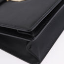 Salvatore Ferragamo Gancini Chain Shoulder Bag Leather Black Gold Auth 204374A-16