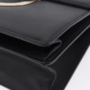 Salvatore Ferragamo Gancini Chain Shoulder Bag Leather Black Gold Auth 204374A-17