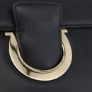 Salvatore Ferragamo Gancini Chain Shoulder Bag Leather Black Gold Auth 204374A-20