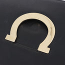 Salvatore Ferragamo Gancini Chain Shoulder Bag Leather Black Gold Auth 204374A-22