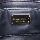 Salvatore Ferragamo Gancini Chain Shoulder Bag Leather Black Gold Auth 204374A-23