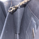 Salvatore Ferragamo Gancini Chain Shoulder Bag Leather Black Gold Auth 204374A-25