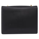 Salvatore Ferragamo Gancini Chain Shoulder Bag Leather Black Gold Auth 204374A-2