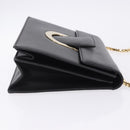 Salvatore Ferragamo Gancini Chain Shoulder Bag Leather Black Gold Auth 204374A-4