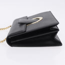 Salvatore Ferragamo Gancini Chain Shoulder Bag Leather Black Gold Auth 204374A-5