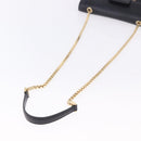 Salvatore Ferragamo Gancini Chain Shoulder Bag Leather Black Gold Auth 204374A-8