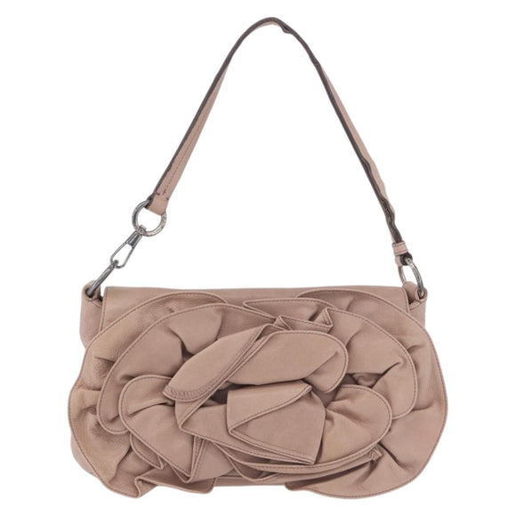 SAINT LAURENT Naja Shoulder Bag Leather Pink Silver Auth 204375
