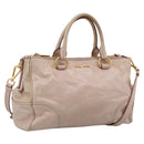 Miu Miu Hand Bag Vitellolux 2way Pink Gold Auth 204377A-1
