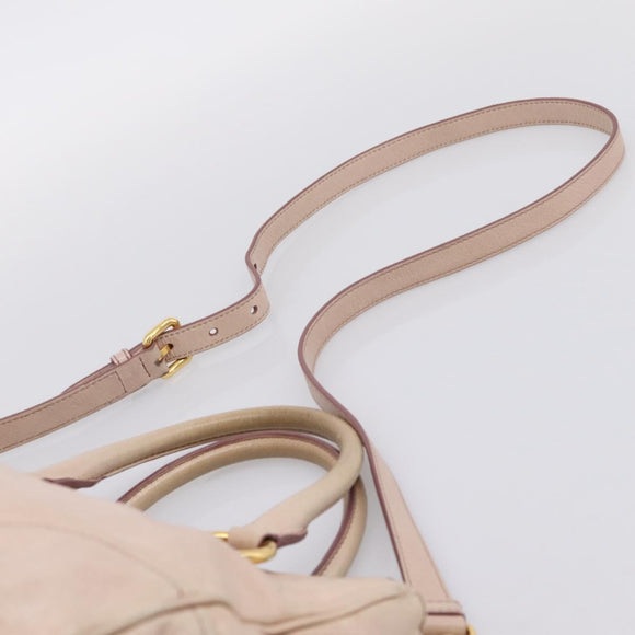 Miu Miu Hand Bag Vitellolux 2way Pink Gold Auth 204377A