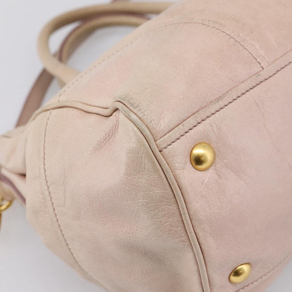 Miu Miu Hand Bag Vitellolux 2way Pink Gold Auth 204377A