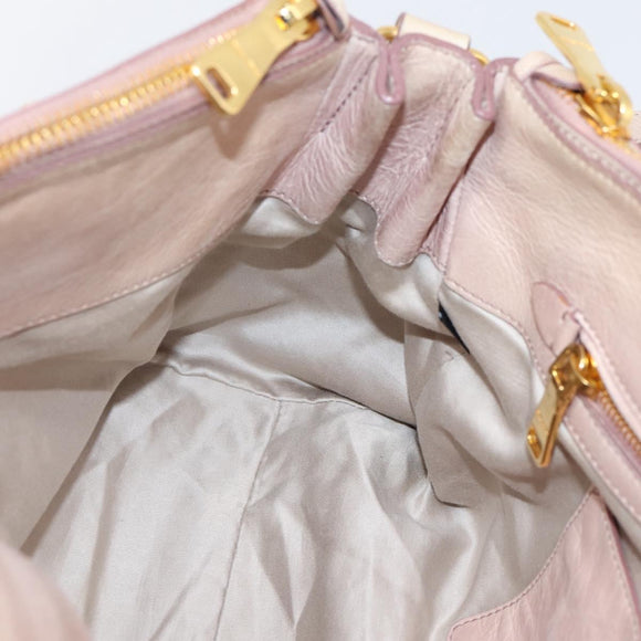 Miu Miu Hand Bag Vitellolux 2way Pink Gold Auth 204377A