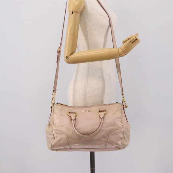 Miu Miu Hand Bag Vitellolux 2way Pink Gold Auth 204377A