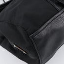 PRADA Hand Bag Nylon Leather Black Silver Auth 204382A-15