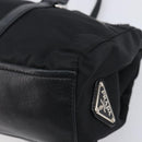 PRADA Hand Bag Nylon Leather Black Silver Auth 204382A-16