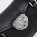 PRADA Hand Bag Nylon Leather Black Silver Auth 204382A-18