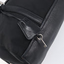 PRADA Hand Bag Nylon Leather Black Silver Auth 204382A-9