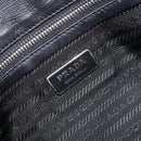 PRADA Hand Bag Nylon Leather Black Silver Auth 204382A-19