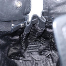 PRADA Hand Bag Nylon Leather Black Silver Auth 204382A-21