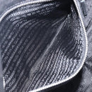 PRADA Hand Bag Nylon Leather Black Silver Auth 204382A-23