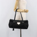 PRADA Hand Bag Nylon Leather Black Silver Auth 204382A-24
