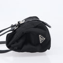PRADA Hand Bag Nylon Leather Black Silver Auth 204382A-3