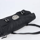 PRADA Hand Bag Nylon Leather Black Silver Auth 204382A-6