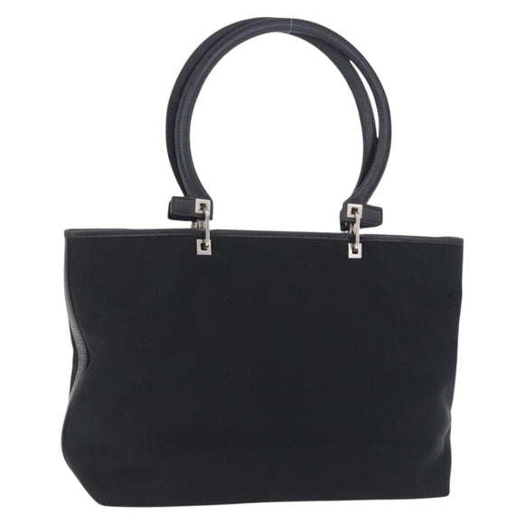 Salvatore Ferragamo Gancini Tote Bag Canvas Black Silver Auth 204386