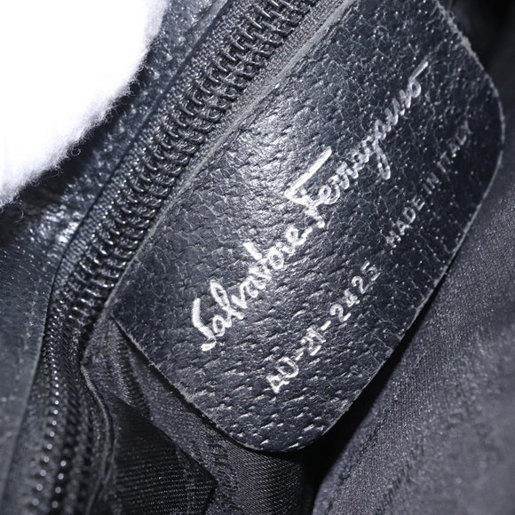Salvatore Ferragamo Gancini Tote Bag Canvas Black Silver Auth 204386