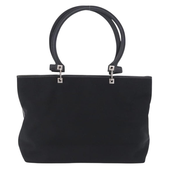 Salvatore Ferragamo Gancini Tote Bag Canvas Black Silver Auth 204386